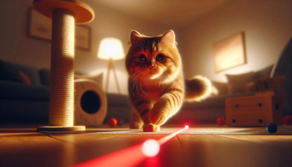 cat playing with laser pointer