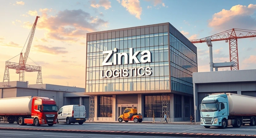 zinka logistics building and with trucks.