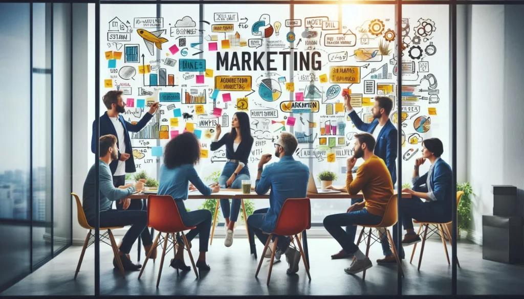 group of peole disussing the marketing plans seo and so on .